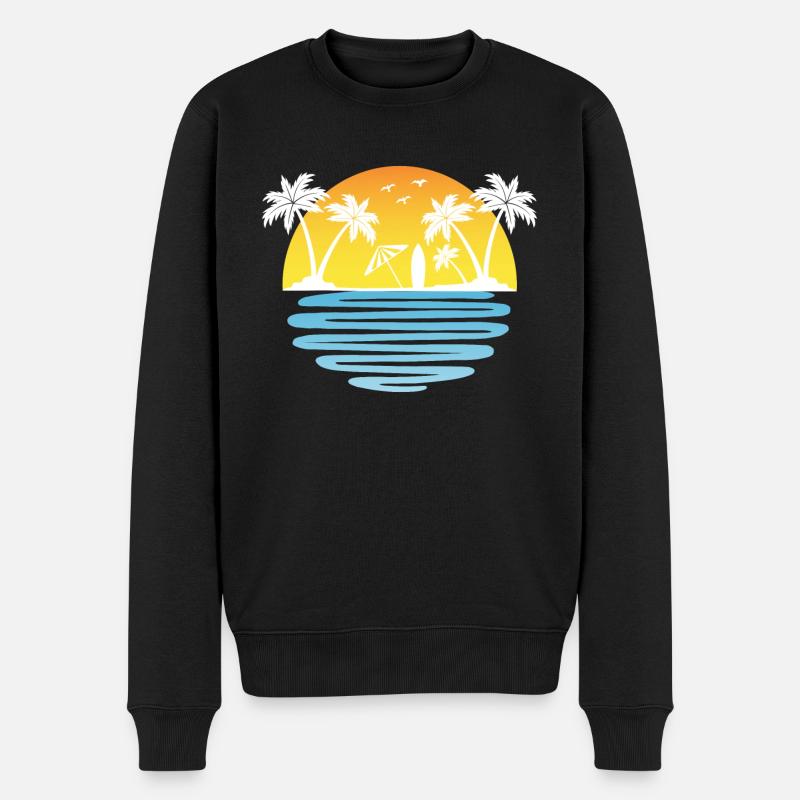 Palmen Sommer Sonne Meer und Strand - Männer Premium Bio Pullover - Schwarz