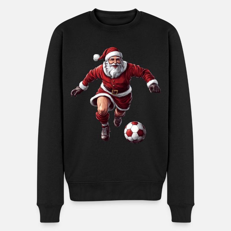 Fussballer Weihnachten - Männer Premium Bio Pullover - Schwarz