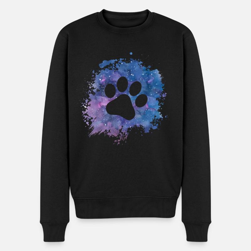 Pfotenabdruck Hundepfote Galaxy Hundebesitzer - Männer Premium Bio Pullover - Schwarz