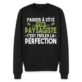 Paysagiste élagueur jardin métier arbuste cadeau - Pull Premium bio Homme - noir - Devant - Nico (187cm)