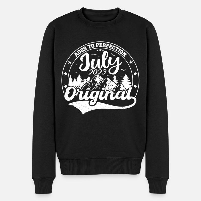2023 Juli Geboren Geschenk Original 2023 Juli - Männer Premium Bio Pullover - Schwarz