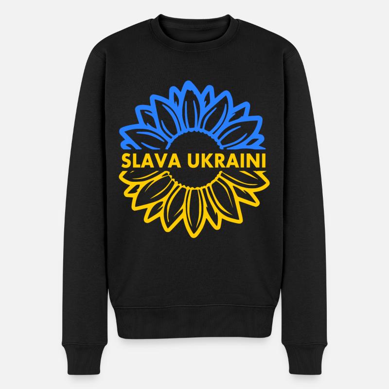 Slava ukraini - Männer Premium Bio Pullover - Schwarz