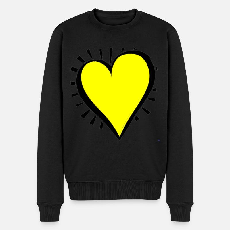 Coeur jaune idée cadeau amour soleil - Pull Premium bio Homme - noir