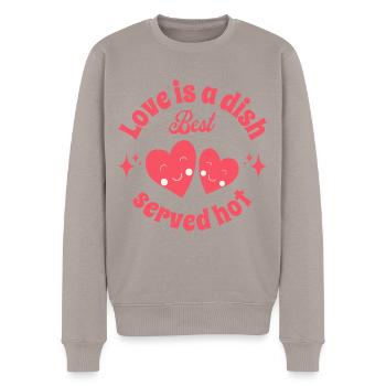 Humour Amour Couple - Idée Saint Valentin - Pull Premium bio Homme - taupe - Devant - Nico (187cm)