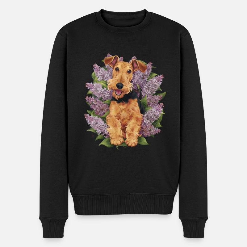 Mignon Airedale Terrier avec lilas - Pull Premium bio Homme - noir