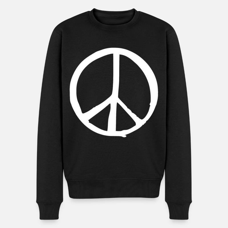 Peacezeichen - Männer Premium Bio Pullover - Schwarz