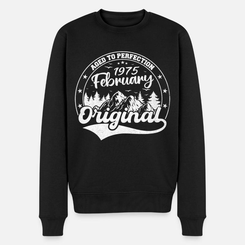 Februar 1975 Geburtstagsgeschenk Februar 1975 - Männer Premium Bio Pullover - Schwarz