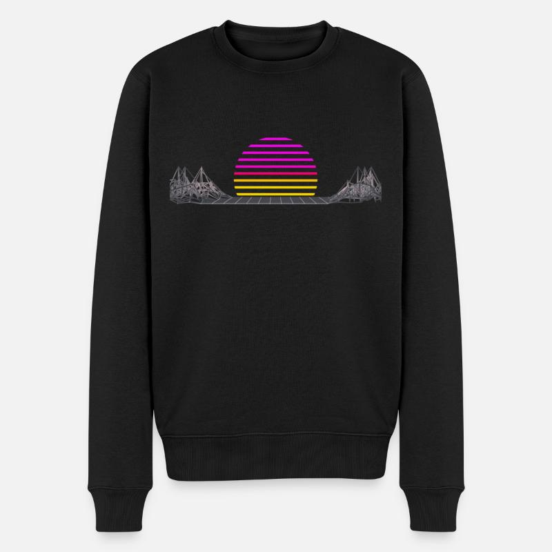 Vaporwave Retro - Männer Premium Bio Pullover - Schwarz