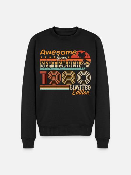 September 1980 - Birthday 1980 September - Men's Premium Organic Jumper - black