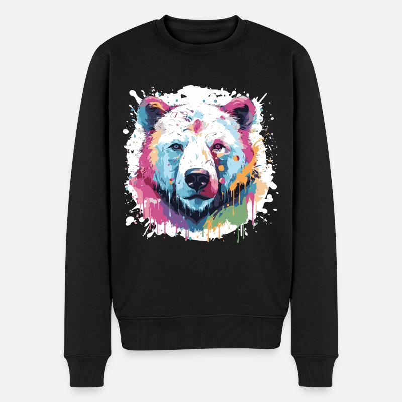 Eisbär Tier Pop Art Kopf Polar bär - Männer Premium Bio Pullover - Schwarz