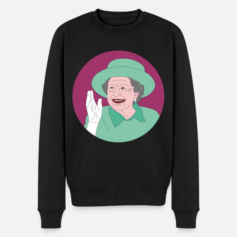 Retro Shirt Design der Queen Elisabeth II. - Männer Premium Bio Pullover - Schwarz