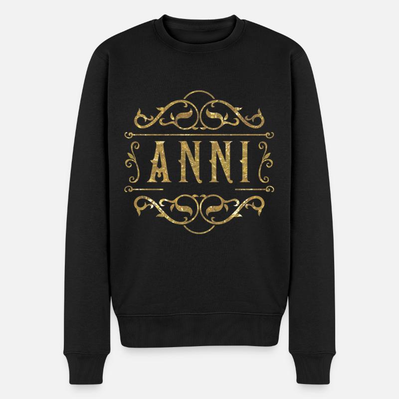 Anni gold - Männer Premium Bio Pullover - Schwarz