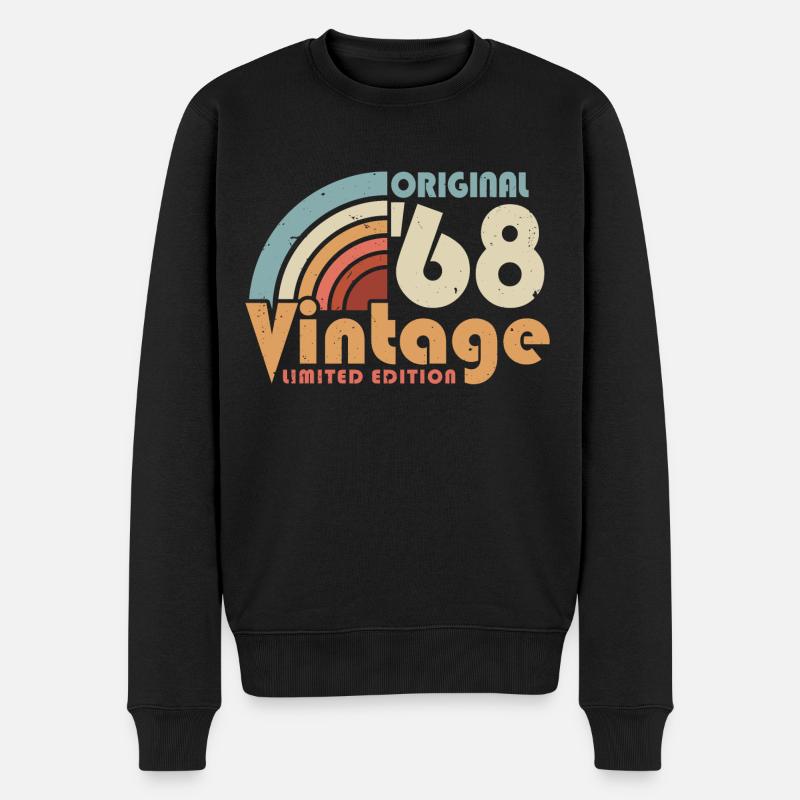 1968 Anniversaire Rétro Vintage - Pull Premium bio Homme - noir