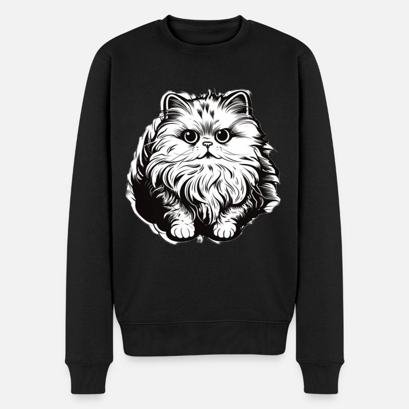 Cute Persian Cat - Männer Premium Bio Pullover - Schwarz