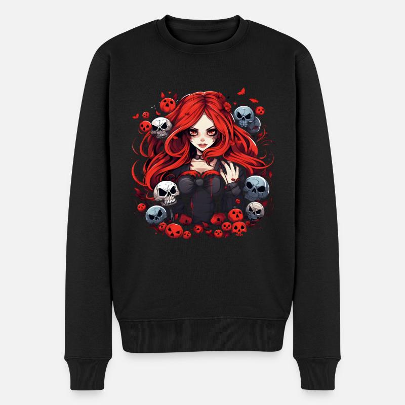Halloween Anime Vampir - Männer Premium Bio Pullover - Schwarz