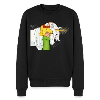 Bibi Blocksberg mit Einhorn Goldhörnchen - Männer Premium Bio Pullover - Schwarz - Vorne - Nico (187cm)