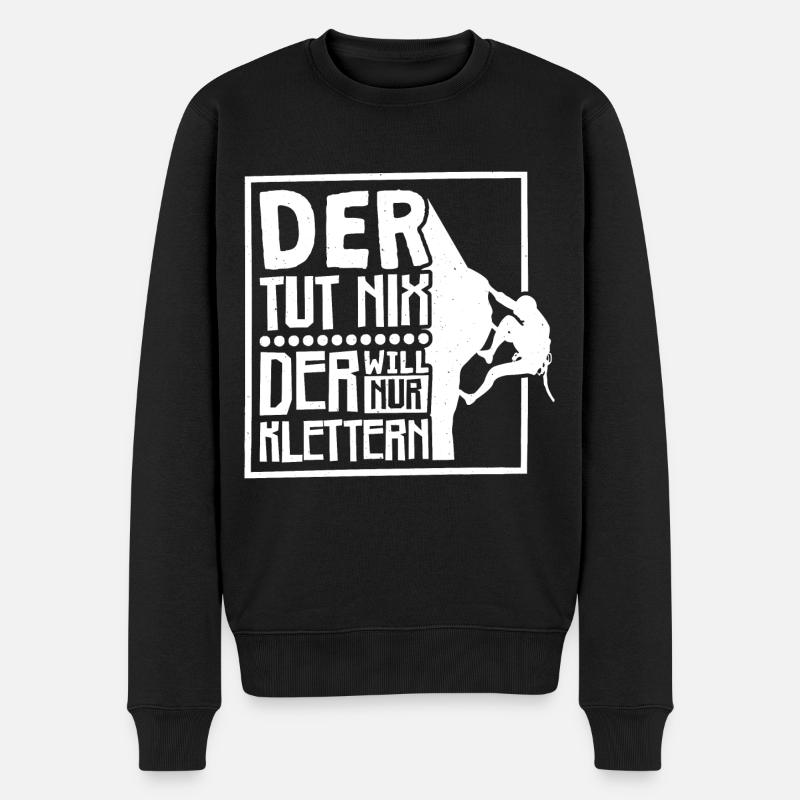 Berg Klettern Bergsteigen Kletterer - Männer Premium Bio Pullover - Schwarz