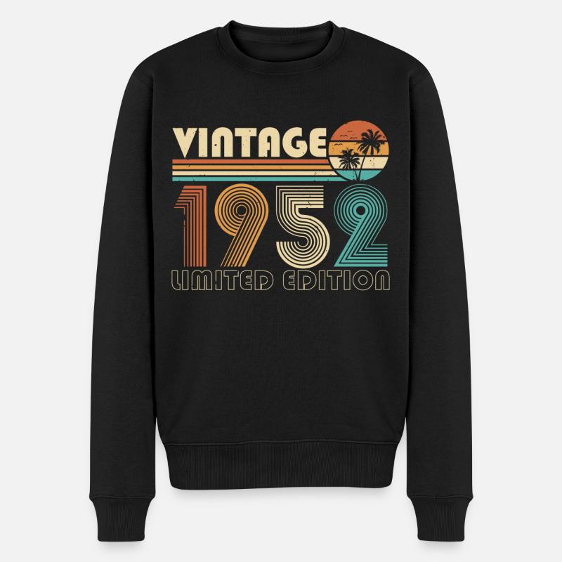 Jahrgang 1952 Vintage Retro Geburtstag Geschenk - Männer Premium Bio Pullover - Schwarz