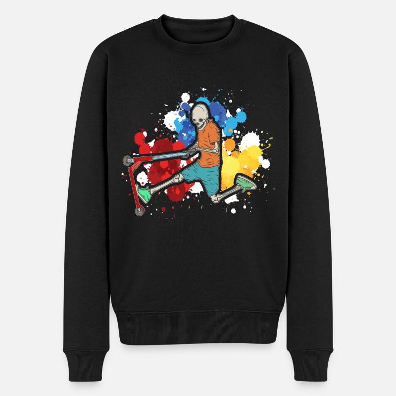 Scooter Stunt - Männer Premium Bio Pullover - Schwarz