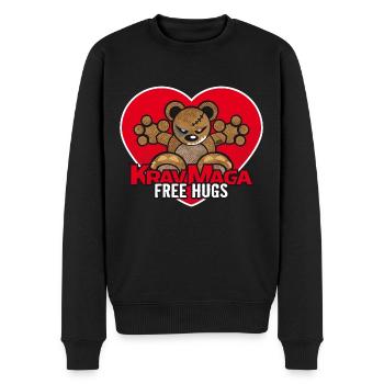 Teddy - Free Hugs - Krav Maga - Männer Premium Bio Pullover - Schwarz - Vorne - Nico (187cm)