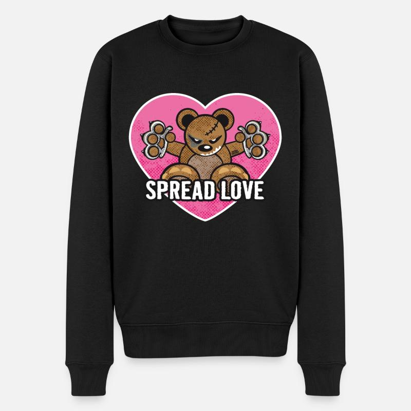 Teddy - Spread Love - Männer Premium Bio Pullover - Schwarz