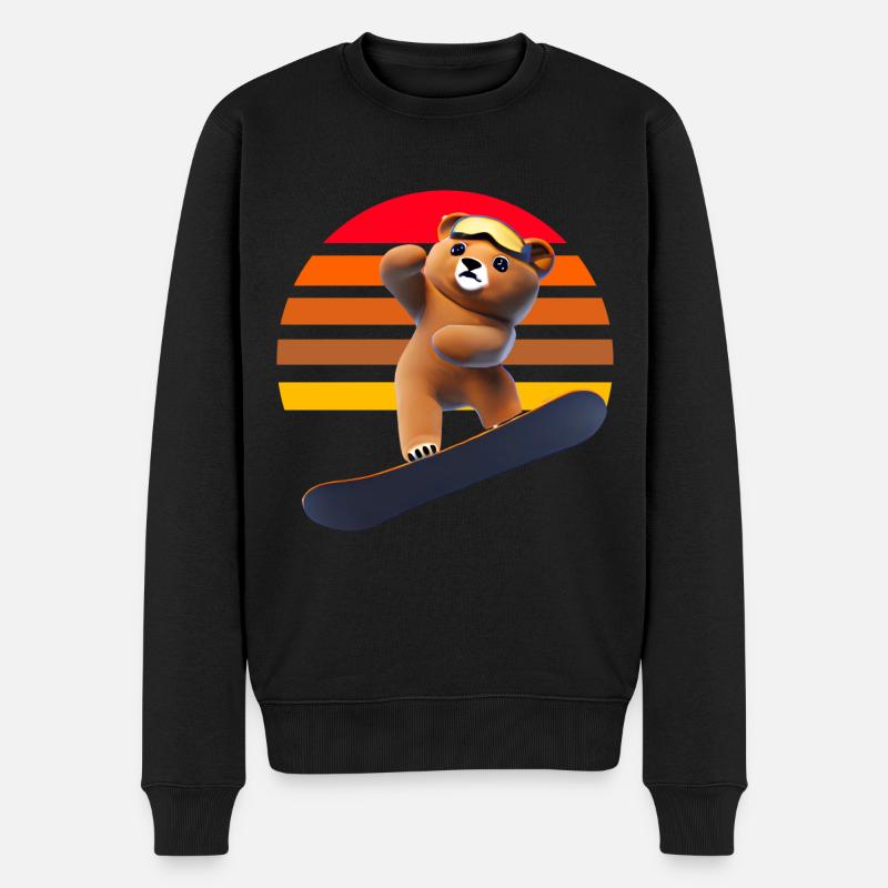 Snowboardender Bär - Männer Premium Bio Pullover - Schwarz