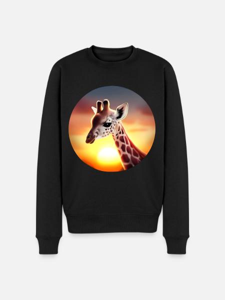 Young giraffe in sunset - Men's Premium Organic Jumper - black