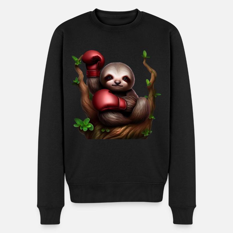 Paresseux boxeur sur arbre - Pull Premium bio Homme - noir