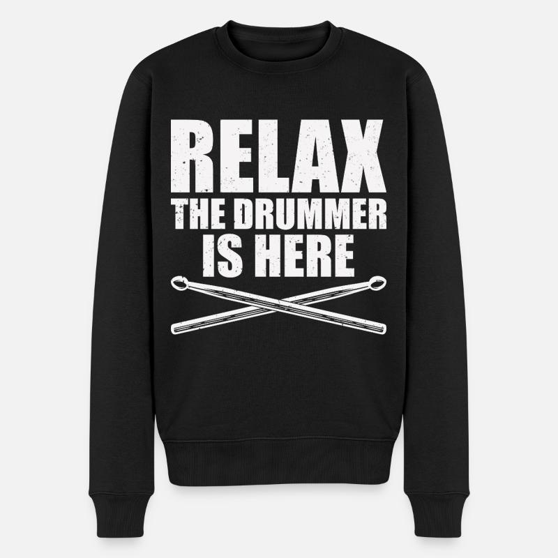 Drummer - Männer Premium Bio Pullover - Schwarz