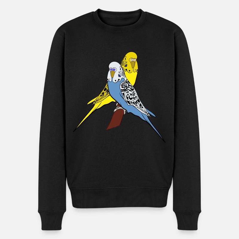 Perruches bleu jaune amoureux - Pull Premium bio Homme - noir
