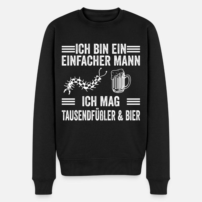 Bier Tausendfüßler - Männer Premium Bio Pullover - Schwarz