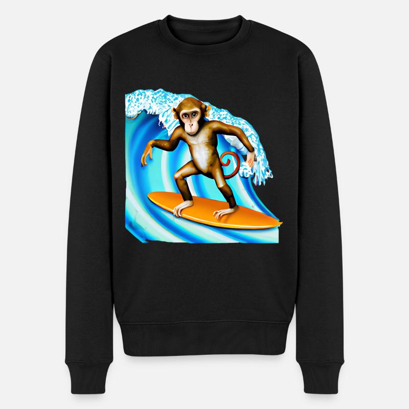 Surfer Affe - Männer Premium Bio Pullover - Schwarz