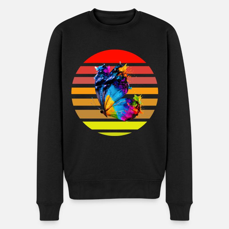 Schmetterling mit Farbklecksen - Männer Premium Bio Pullover - Schwarz