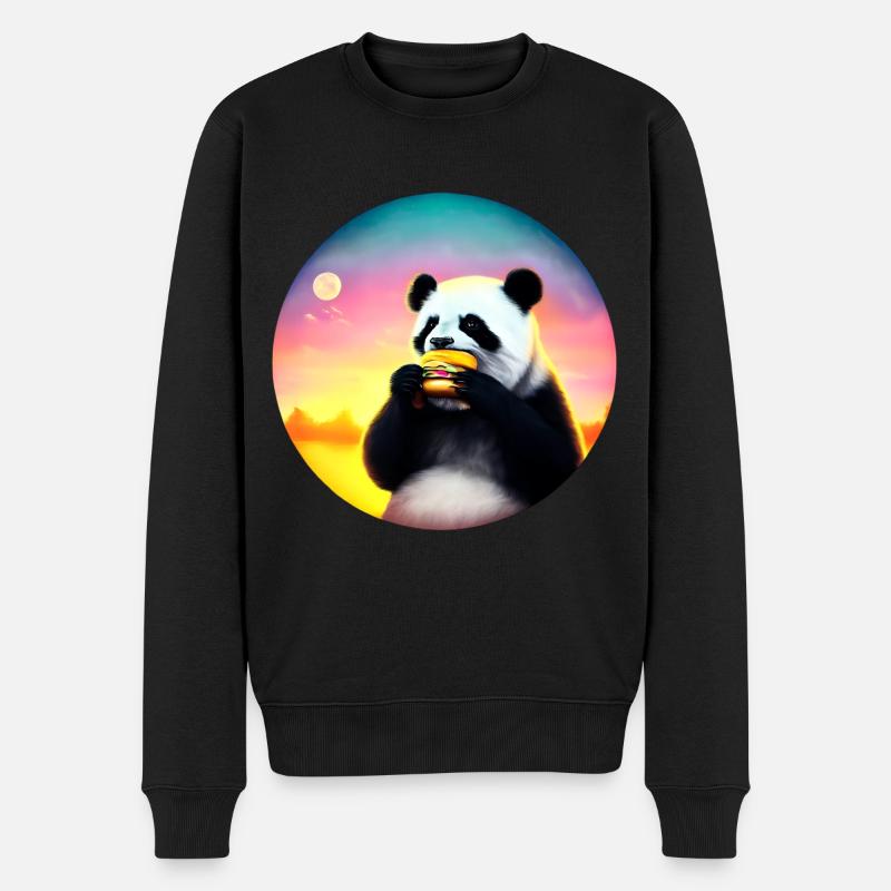 Panda au Cheeseburger Sunset - Pull Premium bio Homme - noir