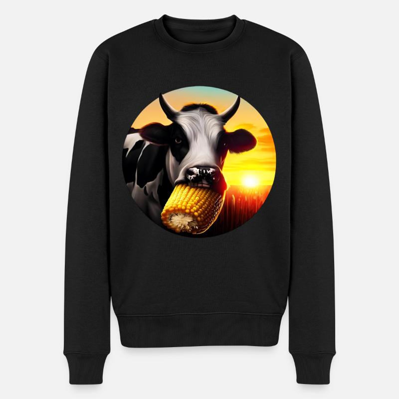 Vache appréciant le maïs - Pull Premium bio Homme - noir