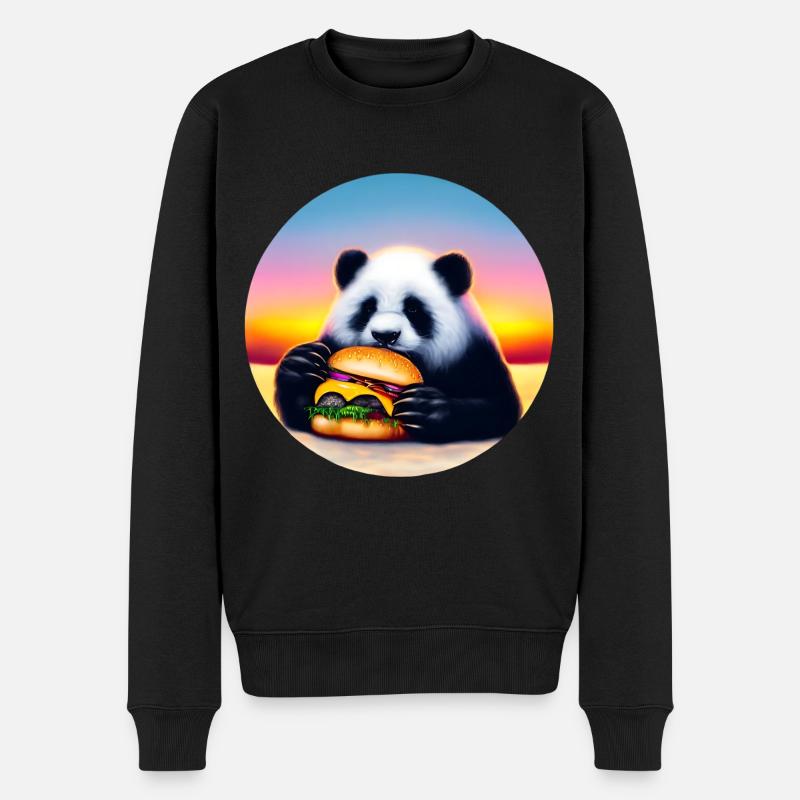 Panda at Cheeseburger Sunset - Men's Premium Organic Jumper - black