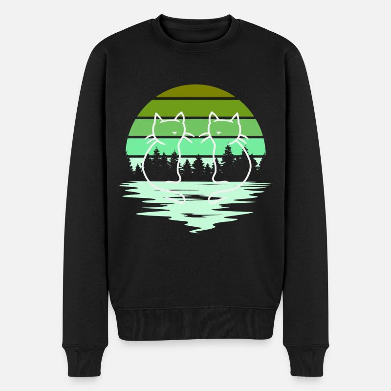Wald Natur Katzen Katze 80er 90er - Männer Premium Bio Pullover - Schwarz