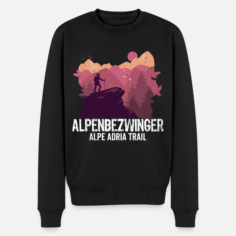 Alpenüberquerung Alpe Adria Trail Alpenbezwinger - Männer Premium Bio Pullover - Schwarz