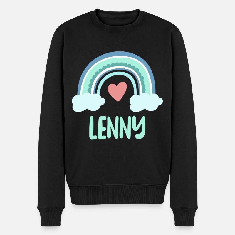 Lenny Name Regenbogen Baby - Männer Premium Bio Pullover - Schwarz