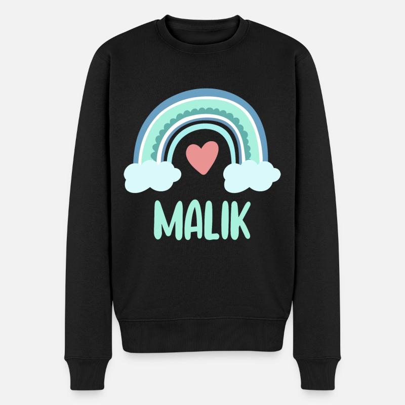 Malik Name Regenbogen Baby - Männer Premium Bio Pullover - Schwarz