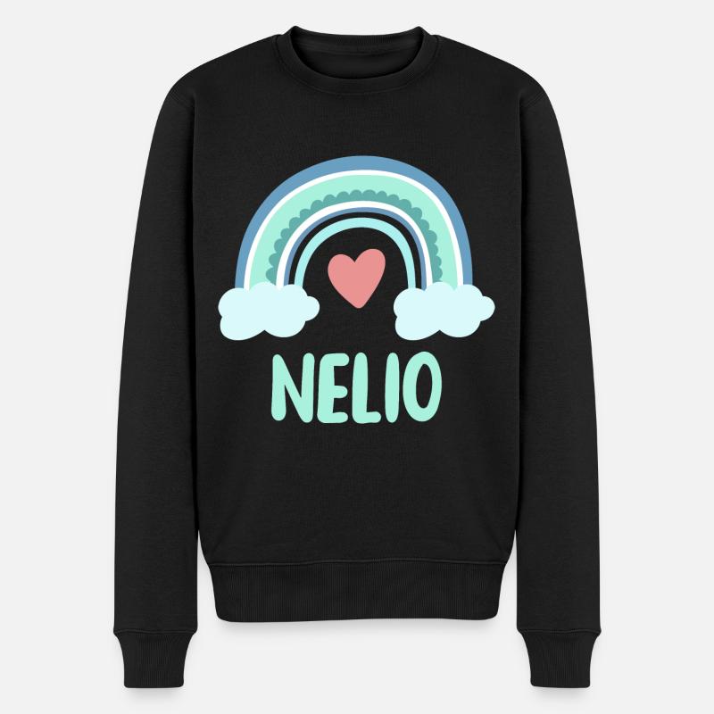 Nelio Name Regenbogen Baby - Männer Premium Bio Pullover - Schwarz