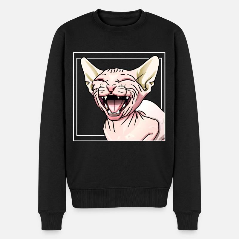 Chat Sphynx - Pull Premium bio Homme - noir