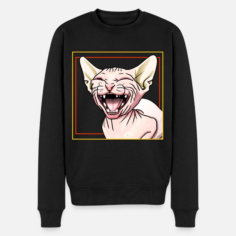 Sphynx-Katze lacht - Männer Premium Bio Pullover - Schwarz