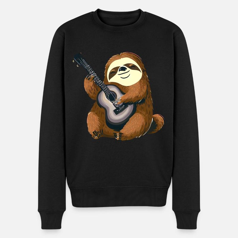 Musikalisches Faultier - Männer Premium Bio Pullover - Schwarz