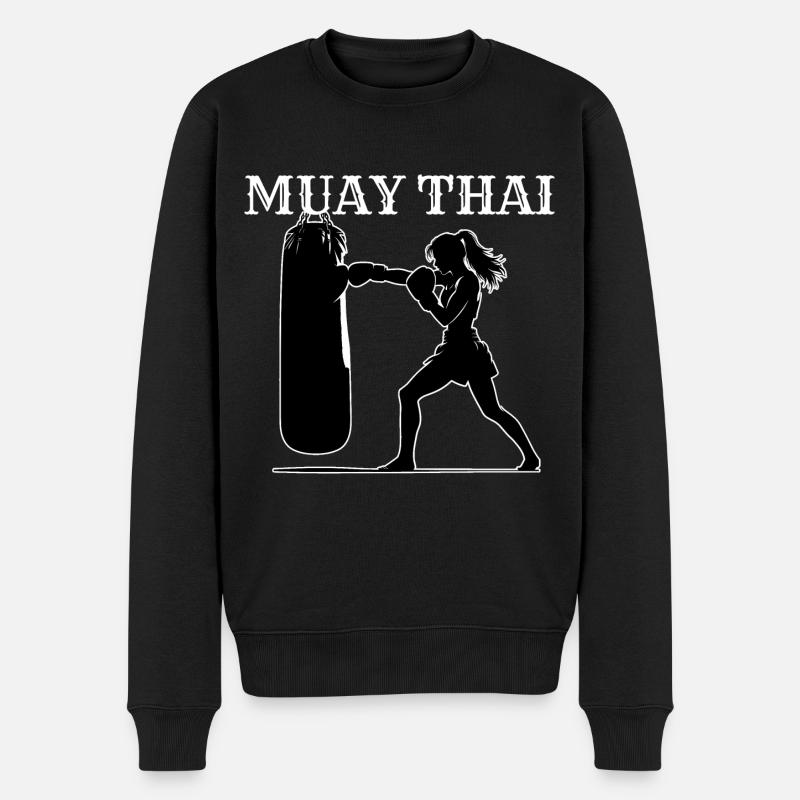 Muay Thai Frau - Männer Premium Bio Pullover - Schwarz