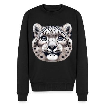 Schneeleopard Leopard Weißer Leopard - Männer Premium Bio Pullover - Schwarz - Vorne - Nico (187cm)