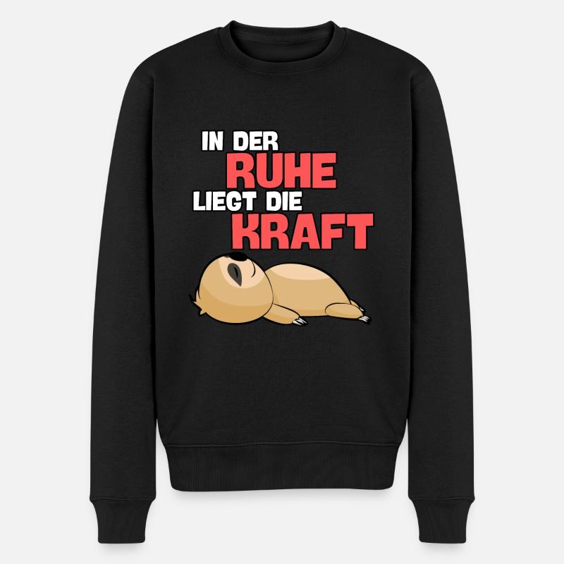 Faultier Sloth Faultiere Spruch faul schlafen Tier - Männer Premium Bio Pullover - Schwarz