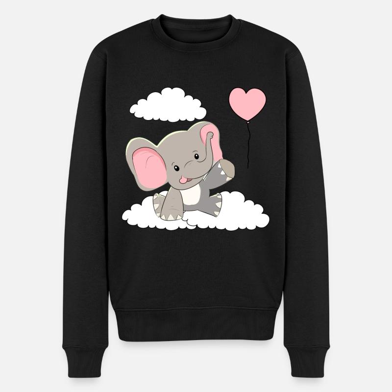Elefant Baby Luftballon Wolken Himmel fliegen - Männer Premium Bio Pullover - Schwarz