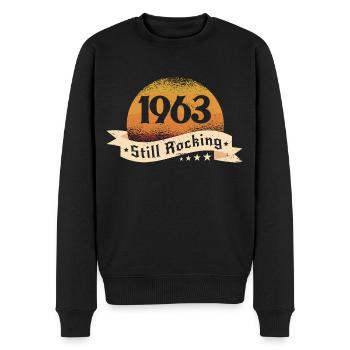 1963 - Männer Premium Bio Pullover - Schwarz - Vorne - Nico (187cm)