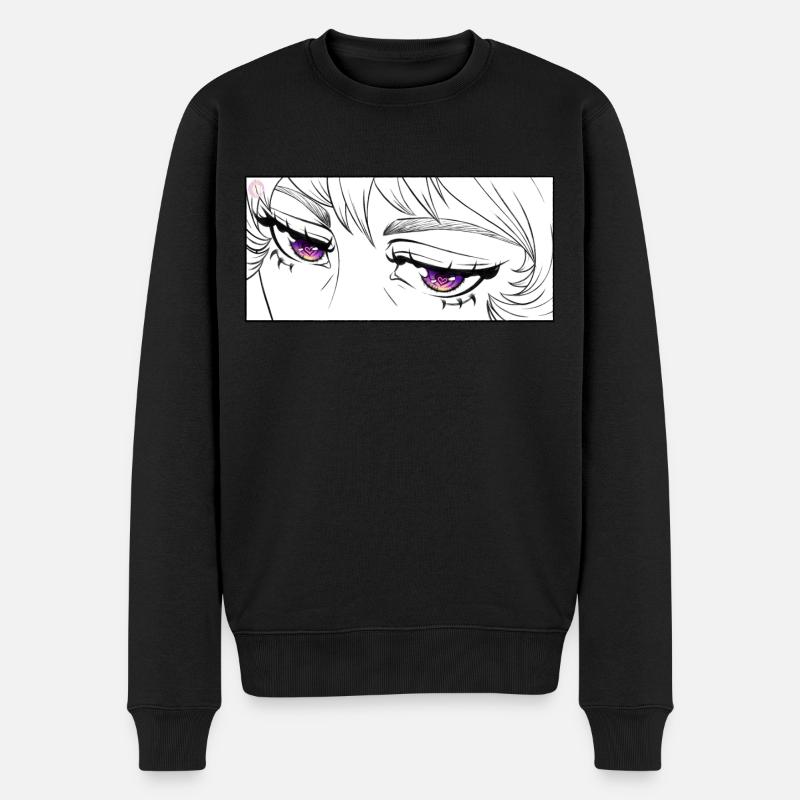 Manga Girl Schöne Augen - Männer Premium Bio Pullover - Schwarz